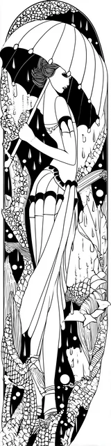 Free dark romance bookmark featuring a lady holding a white umbrella